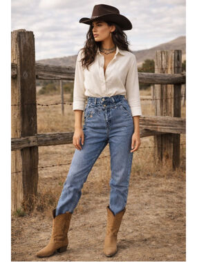 90s Acid Wash High Waist Jeans Western Longhorn USA Made Size 1